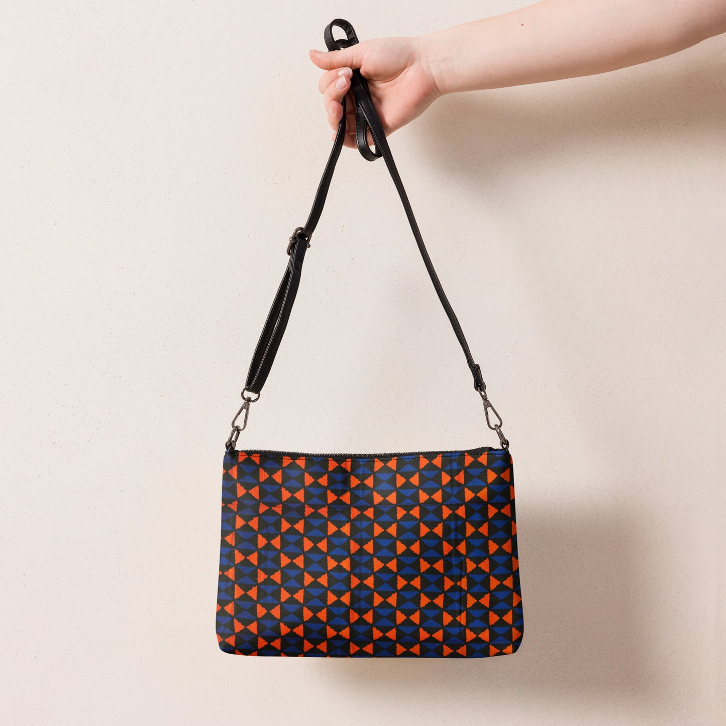 Orange & Blue Triangle Ankara Crossbody Bag