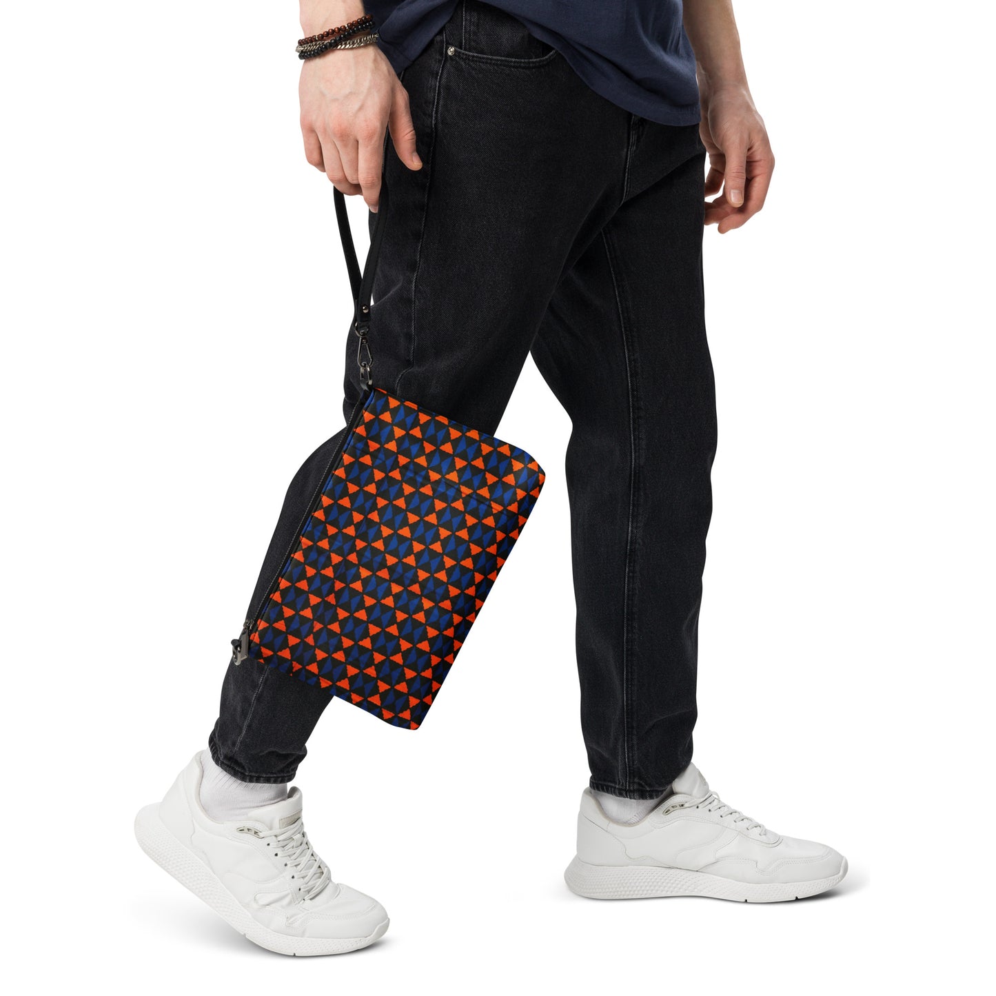 Orange & Blue Triangle Ankara Crossbody Bag