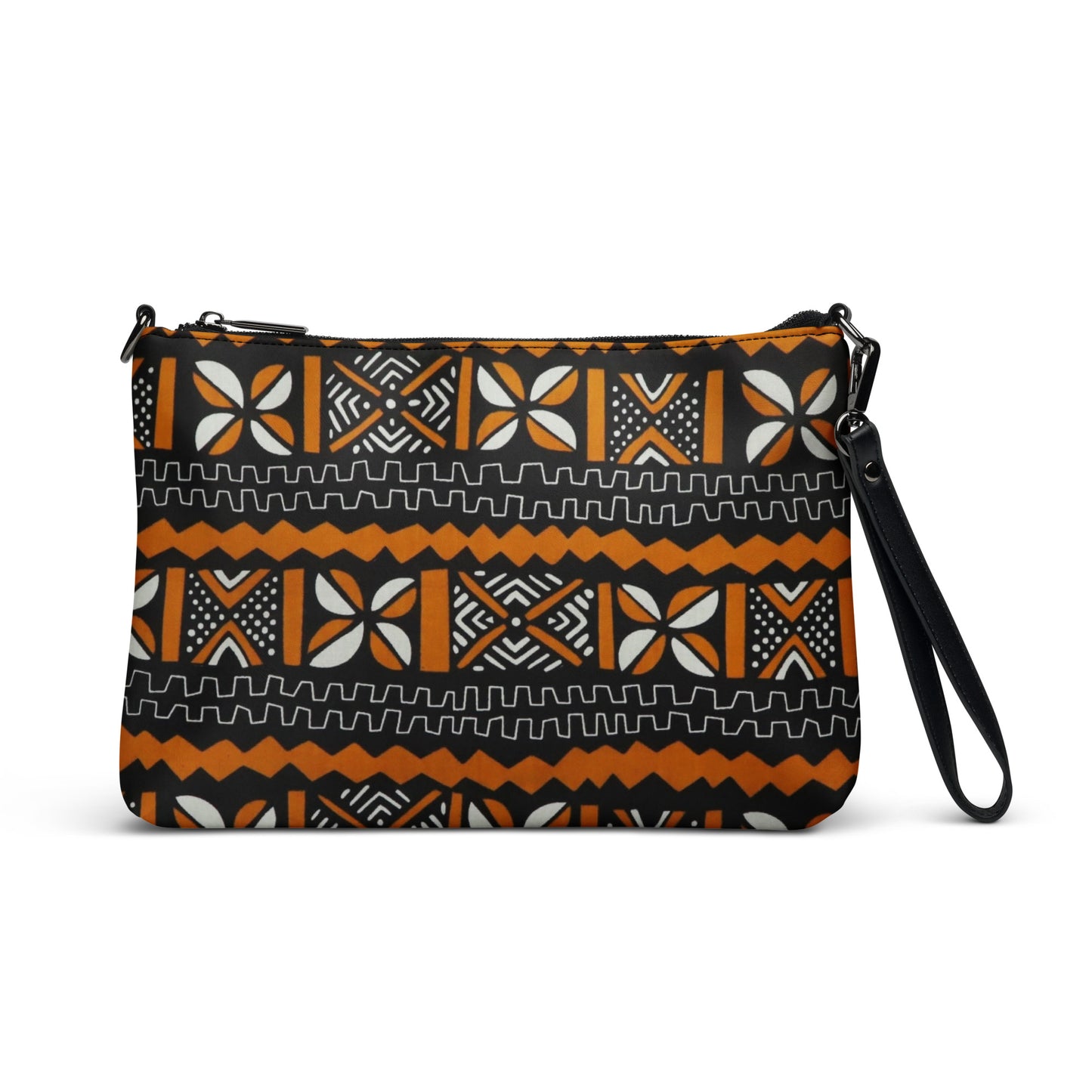 Orange Black & White Bogolan Ankara Crossbody Bag