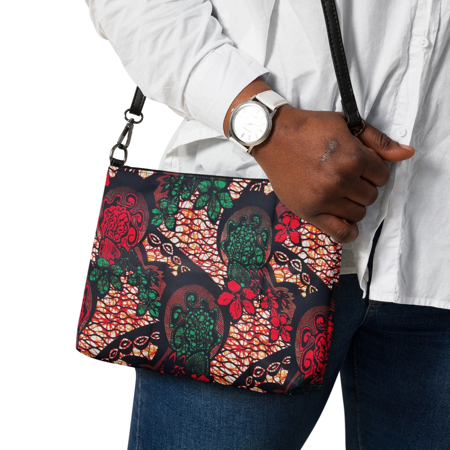 Orange Green Brown Ankara Crossbody Bag