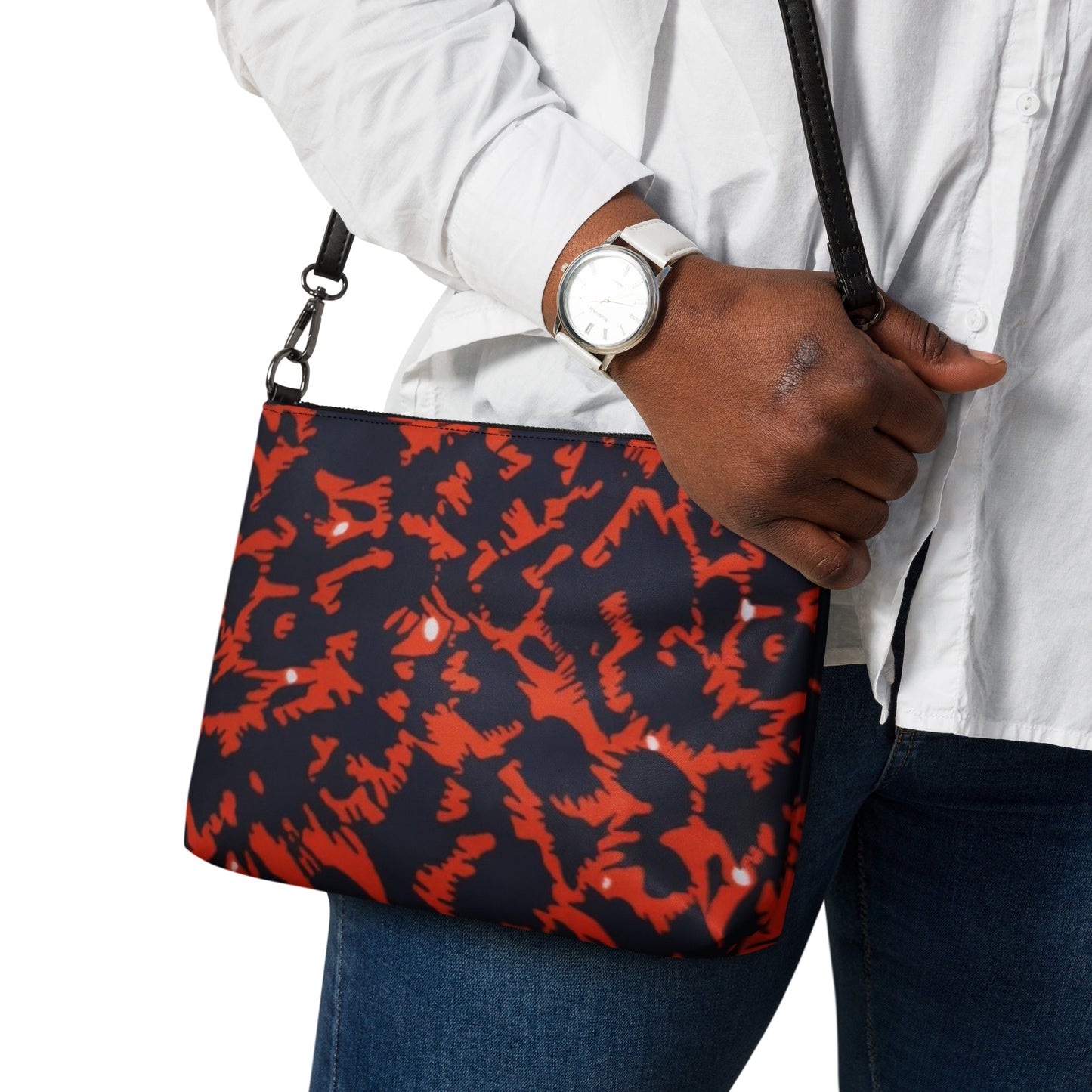 Orange Leopard Ankara Crossbody Bag