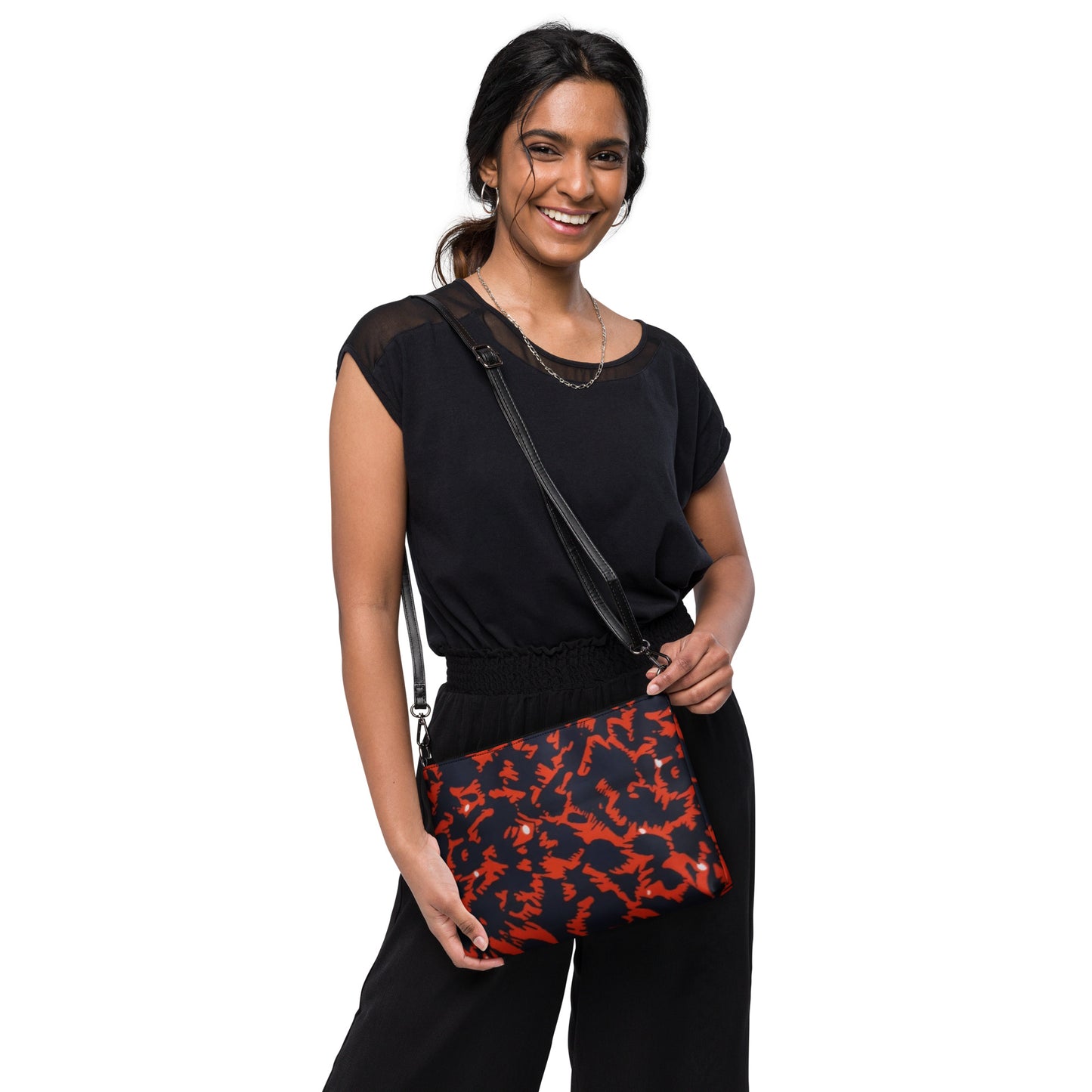 Orange Leopard Ankara Crossbody Bag