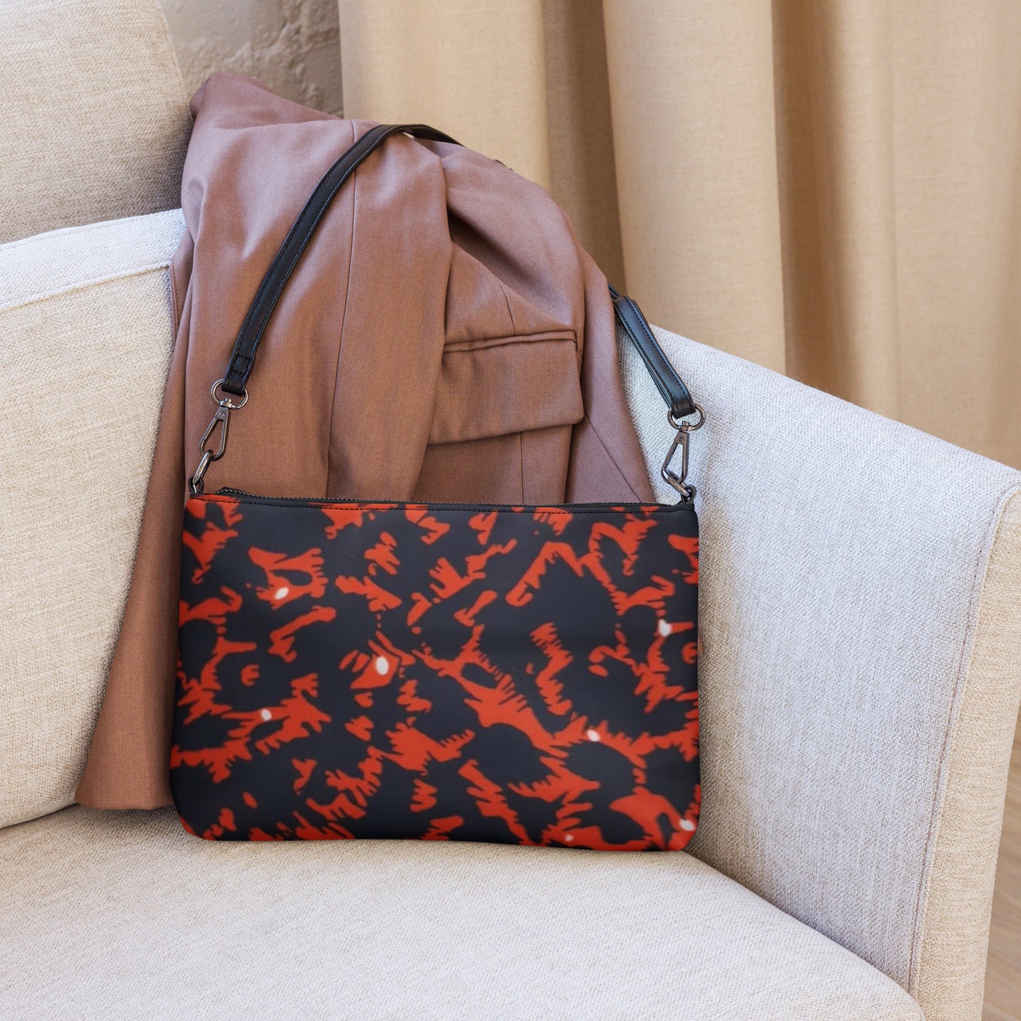 Orange Leopard Ankara Crossbody Bag