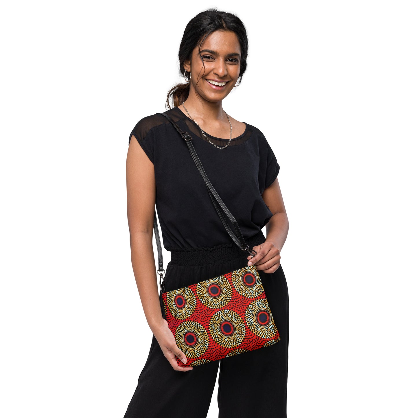 Orange Mandela Ankara Crossbody Bag