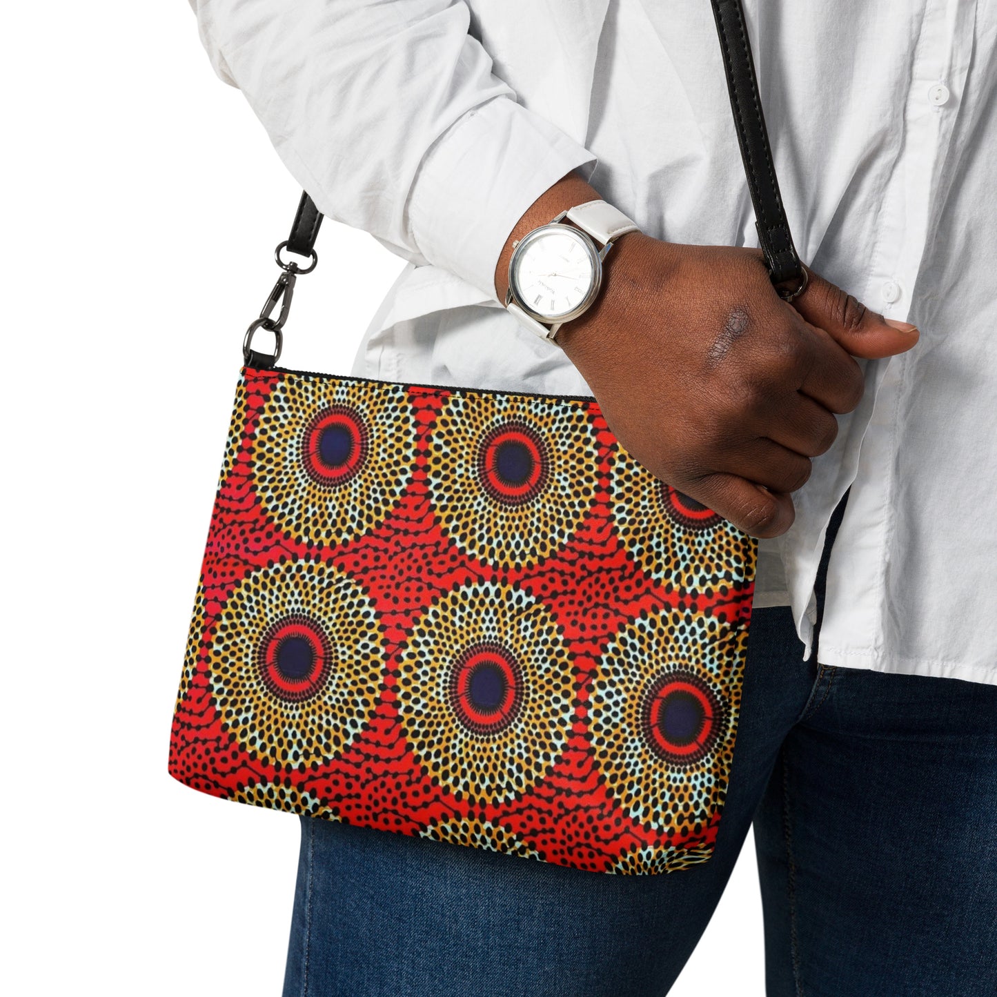 Orange Mandela Ankara Crossbody Bag