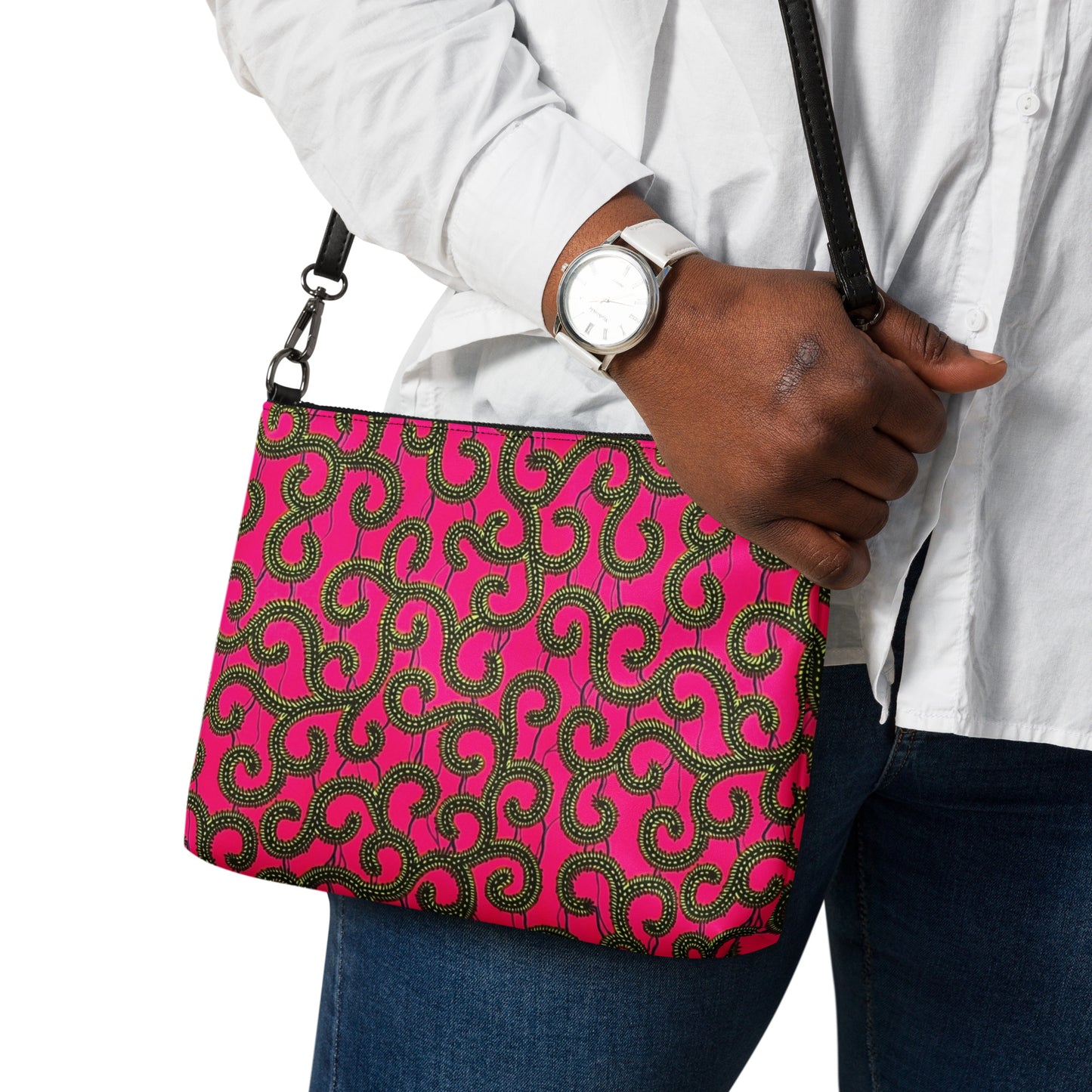 Pink Ankara Crossbody Bag