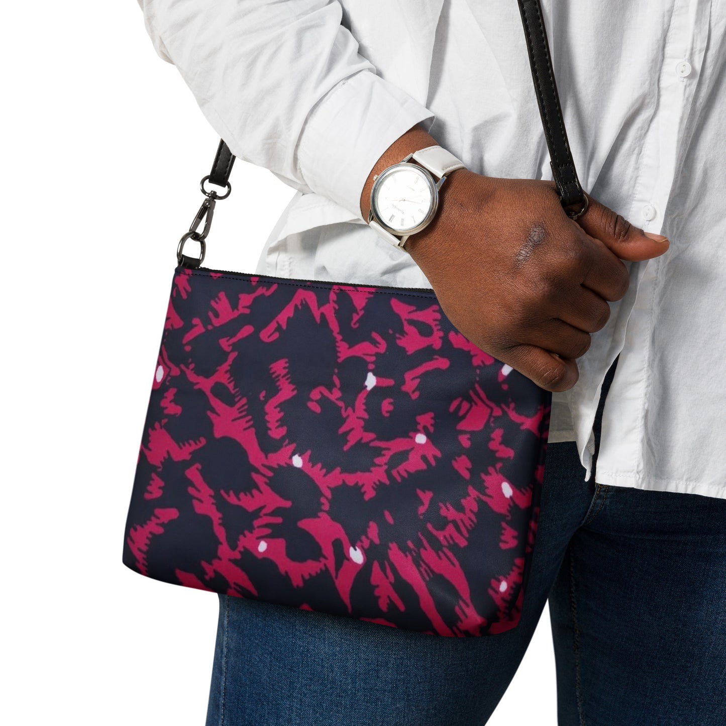 Pink Leopard Ankara Crossbody Bag