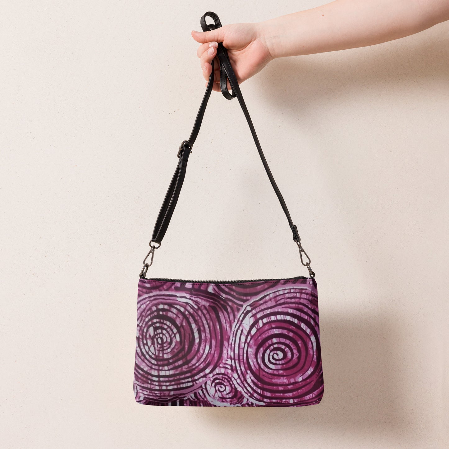 Pink Swirls Adire Crossbody Bag