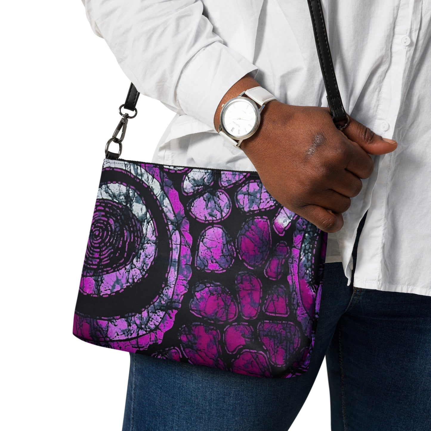 Purple Black Ankara Crossbody Bag