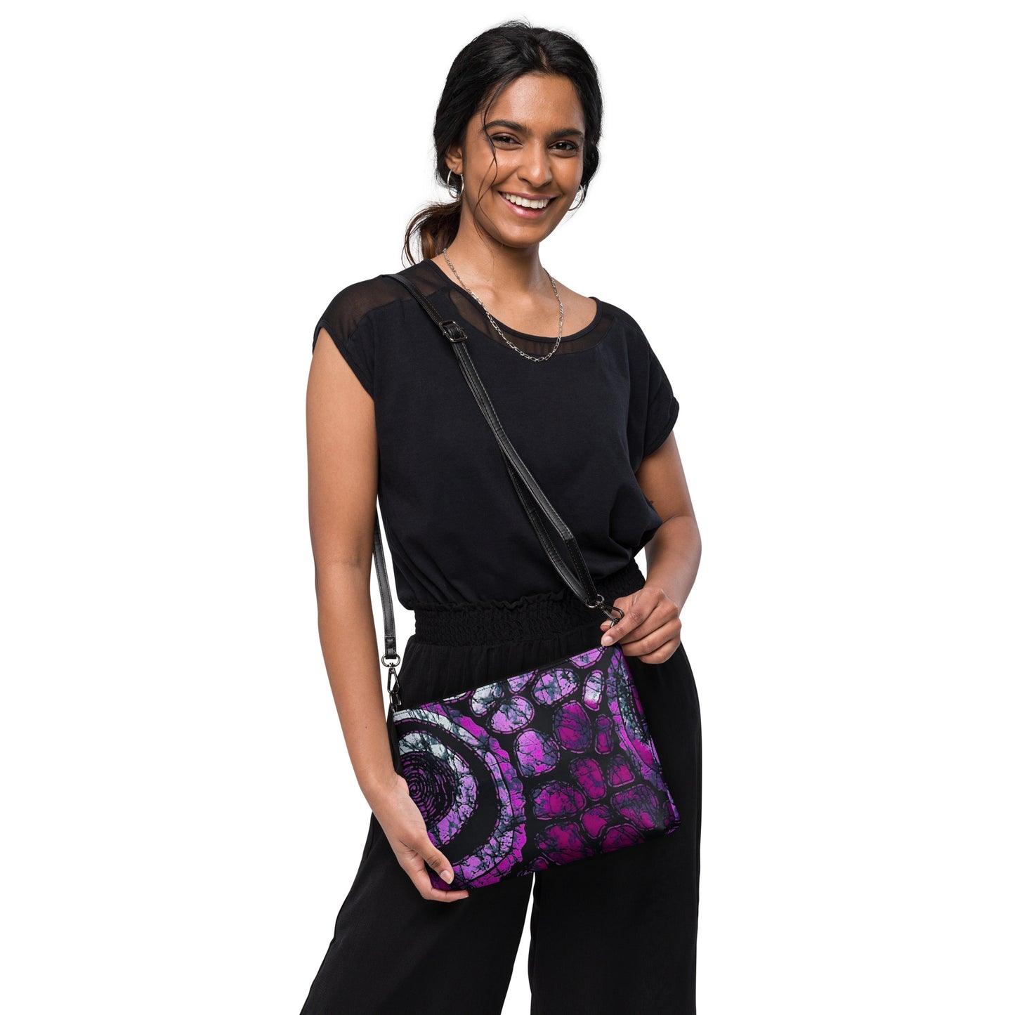 Purple Black Ankara Crossbody Bag