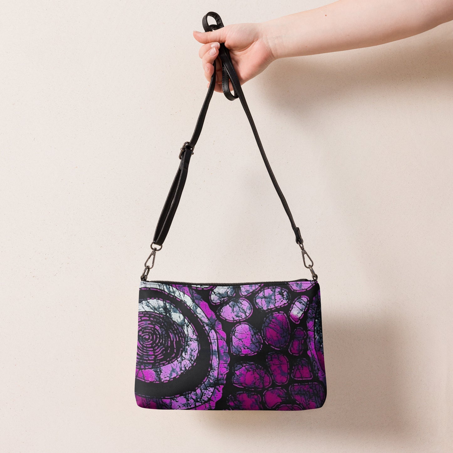 Purple Black Ankara Crossbody Bag