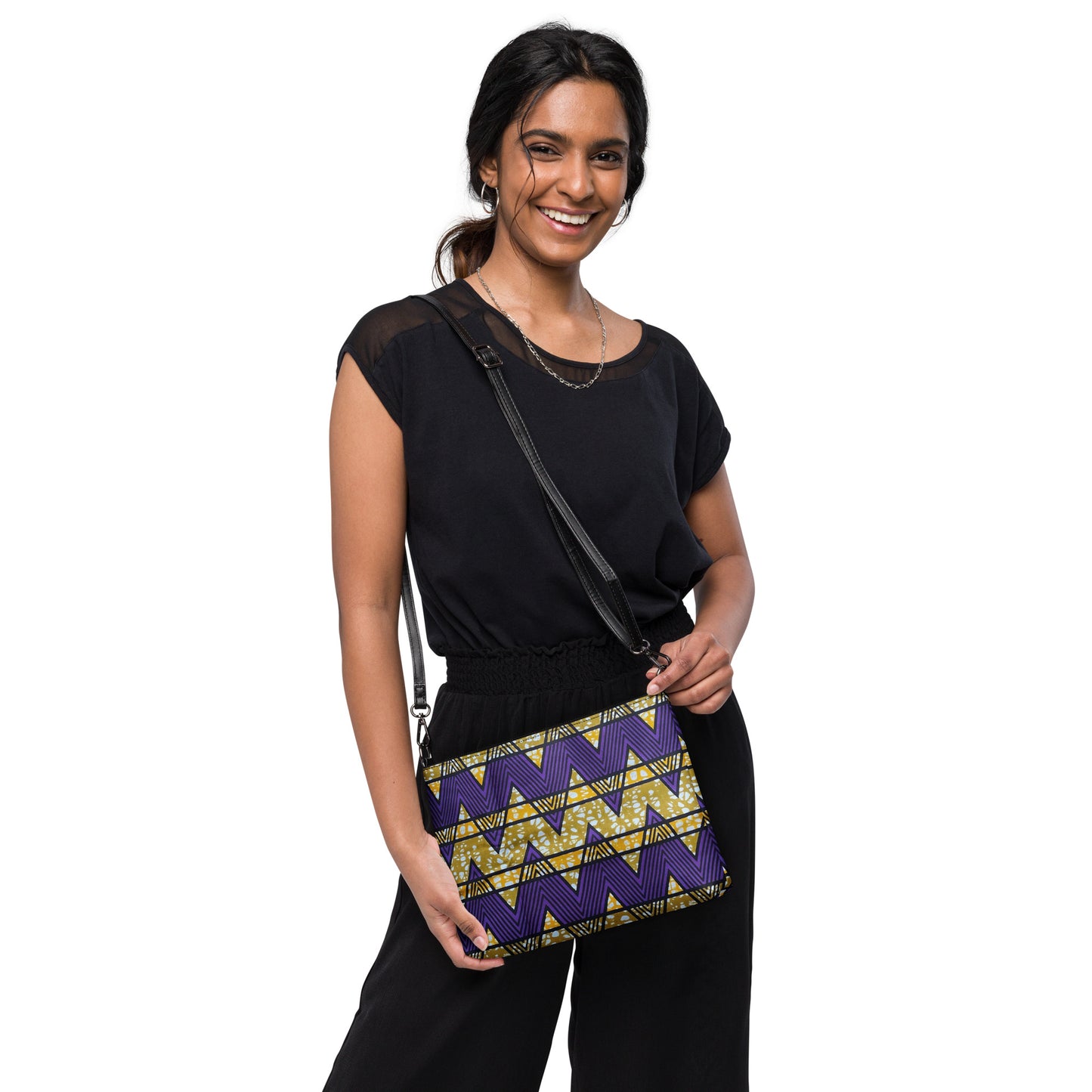 Purple & Yellow Kente Ankara Crossbody Bag