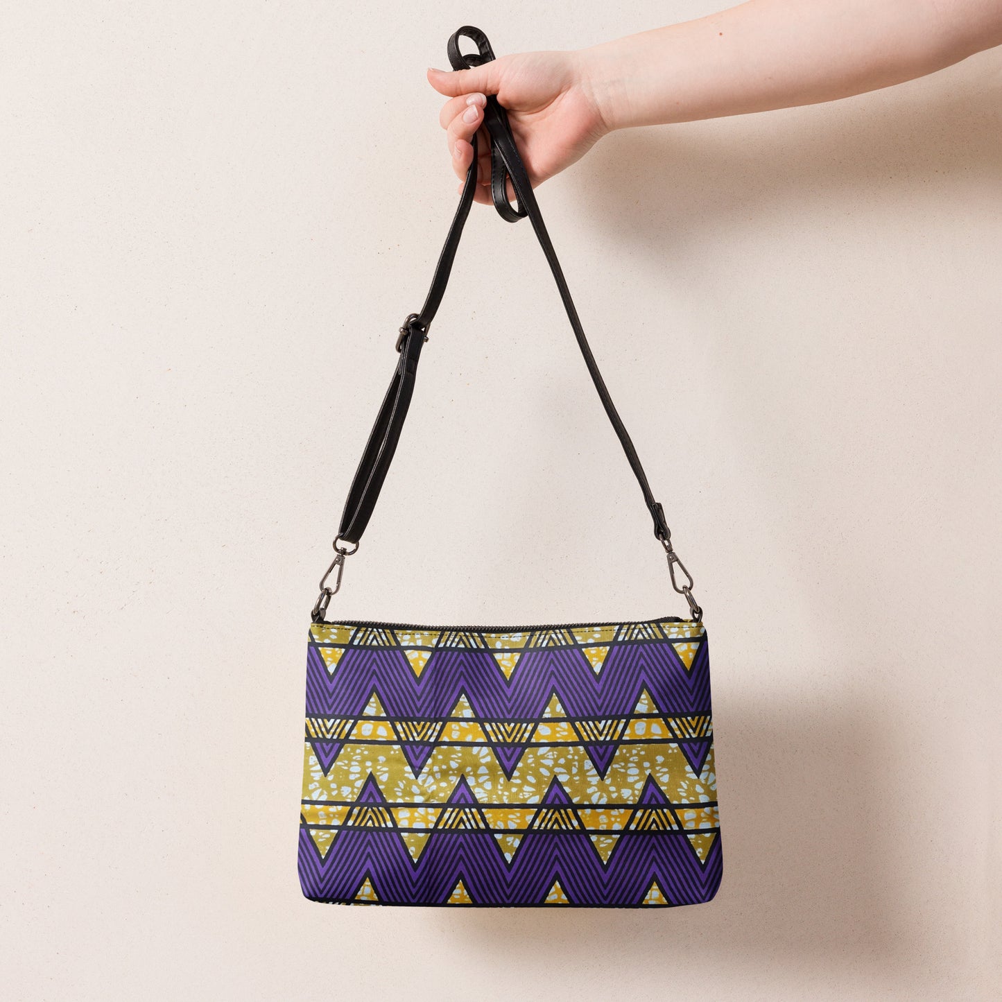 Purple & Yellow Kente Ankara Crossbody Bag