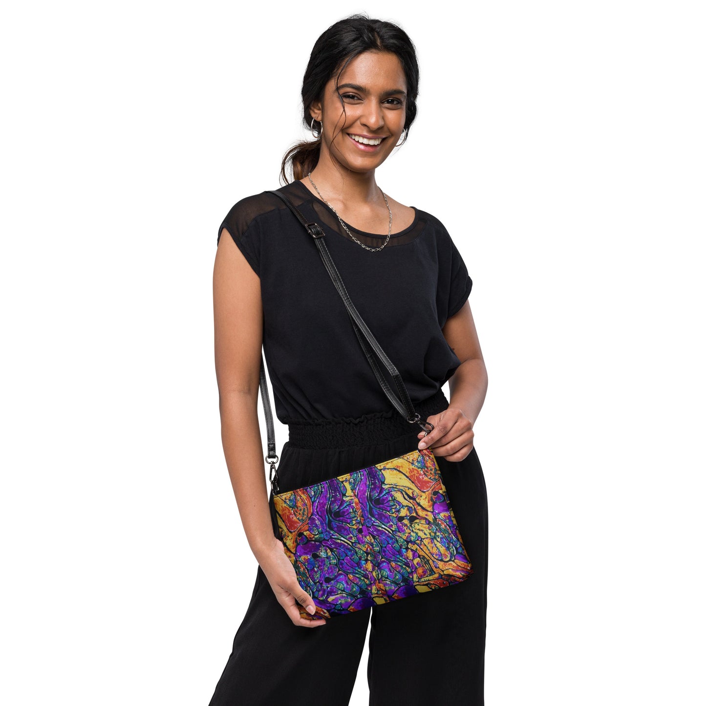 Purple Abstract Ankara Crossbody Bag