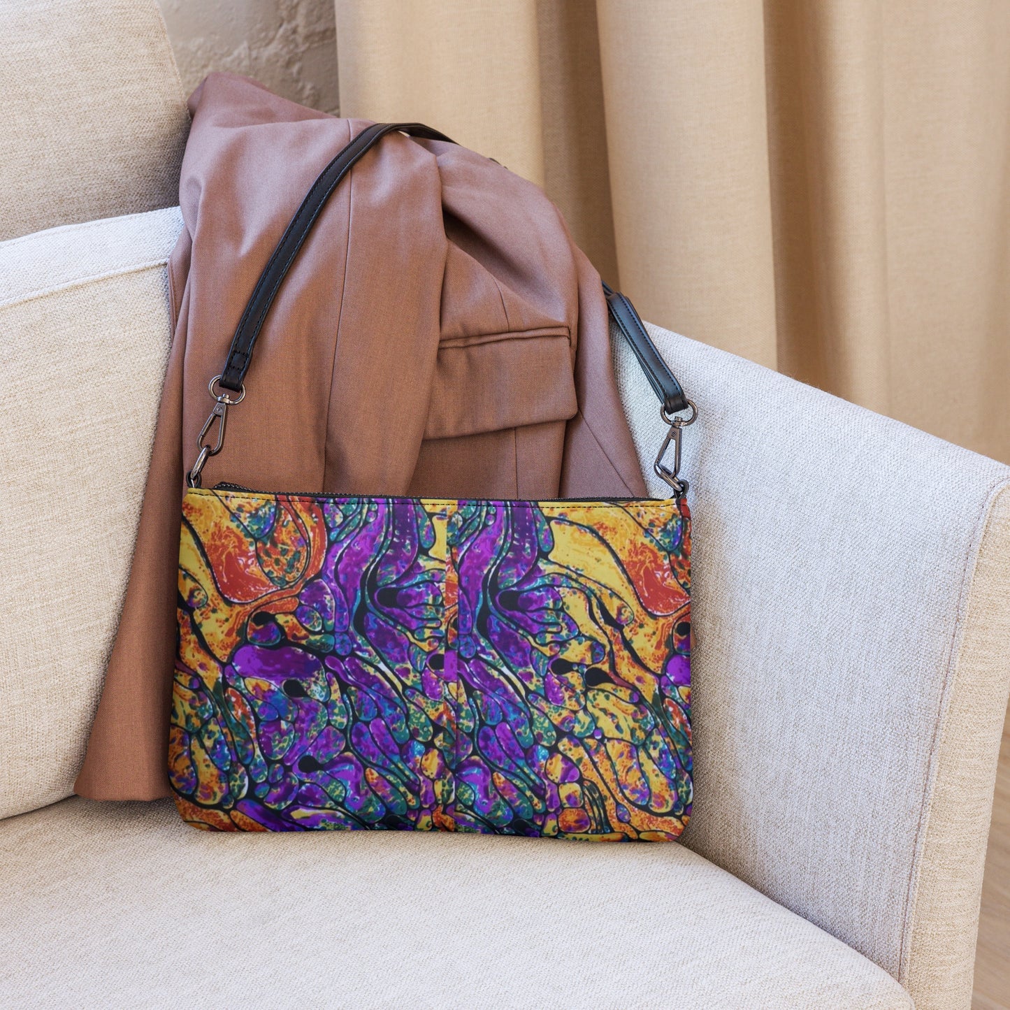 Purple Abstract Ankara Crossbody Bag