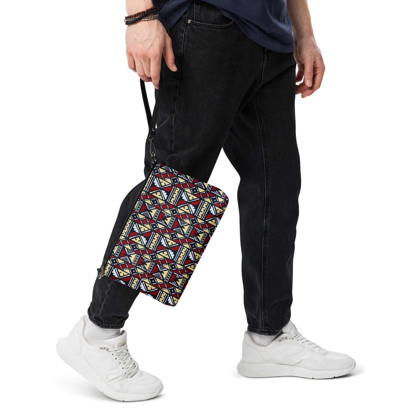 Red Cream Black & White Bogolan Ankara Crossbody Bag