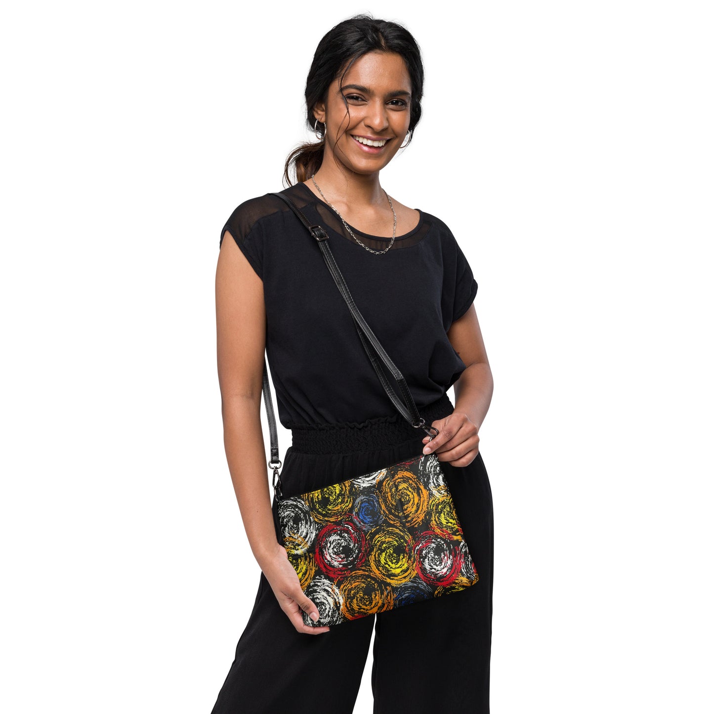 Vibrant Colourful Swirls Ankara Crossbody Bag