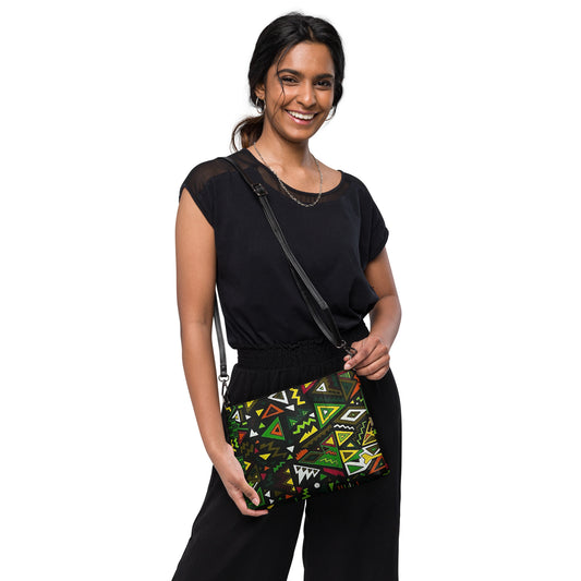 Vibrant Multicolour Green Black Yellow Red Ethnic Ankara Crossbody Bag