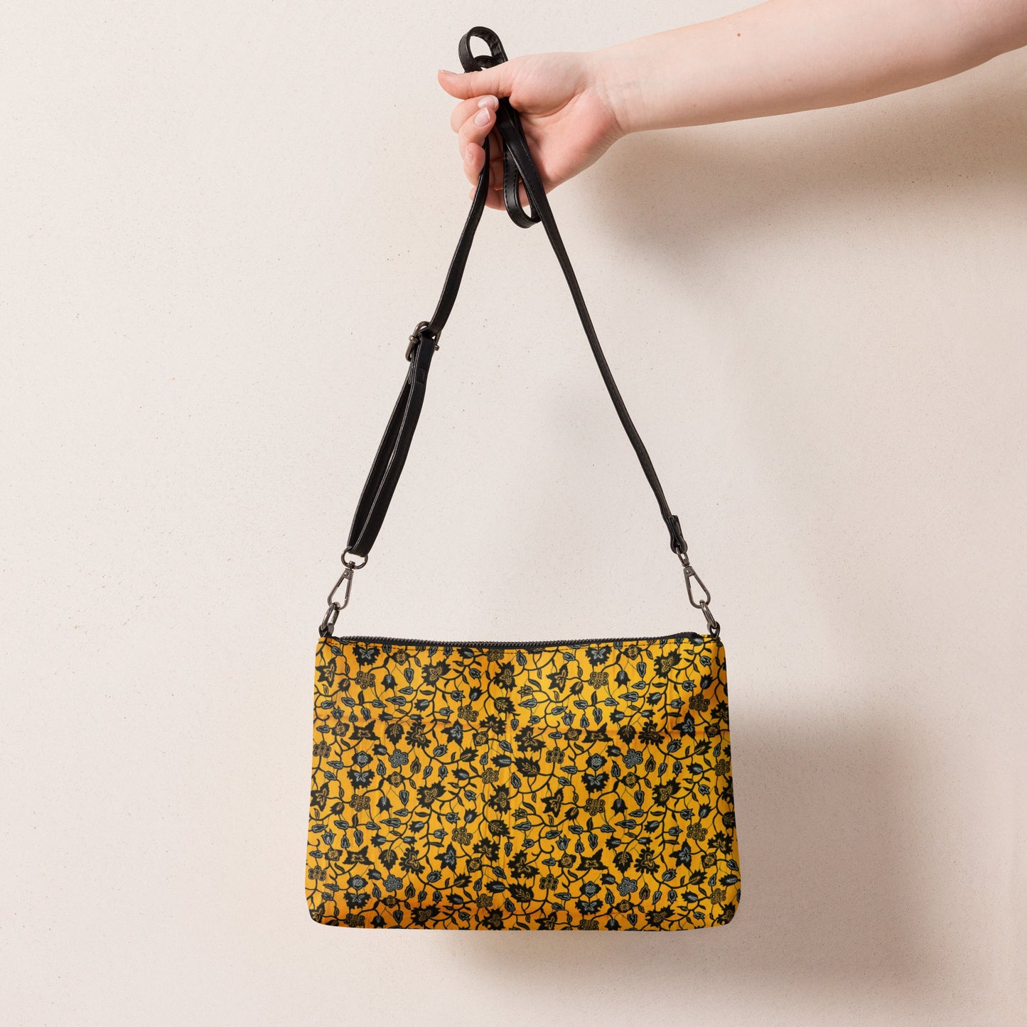 Yellow & Leaves Ankara Crossbody Bag