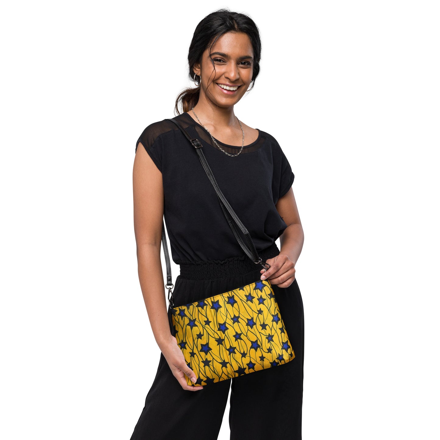 Yellow Blue Star Ankara Crossbody Bag