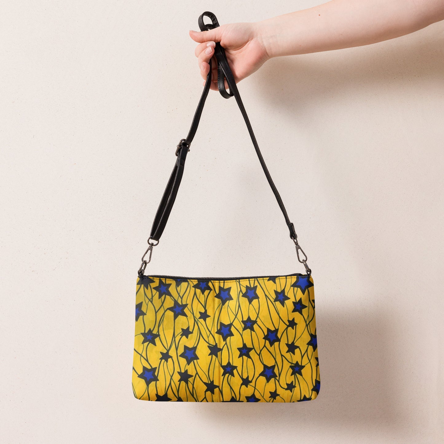 Yellow Blue Star Ankara Crossbody Bag