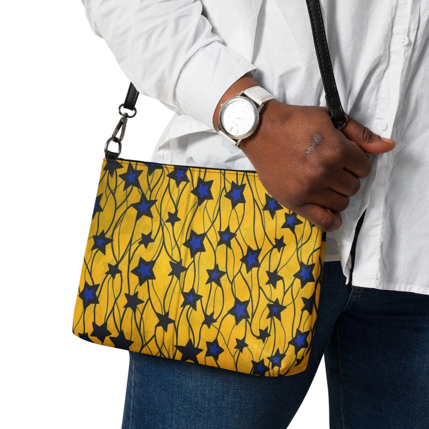 Yellow Blue Star Ankara Crossbody Bag