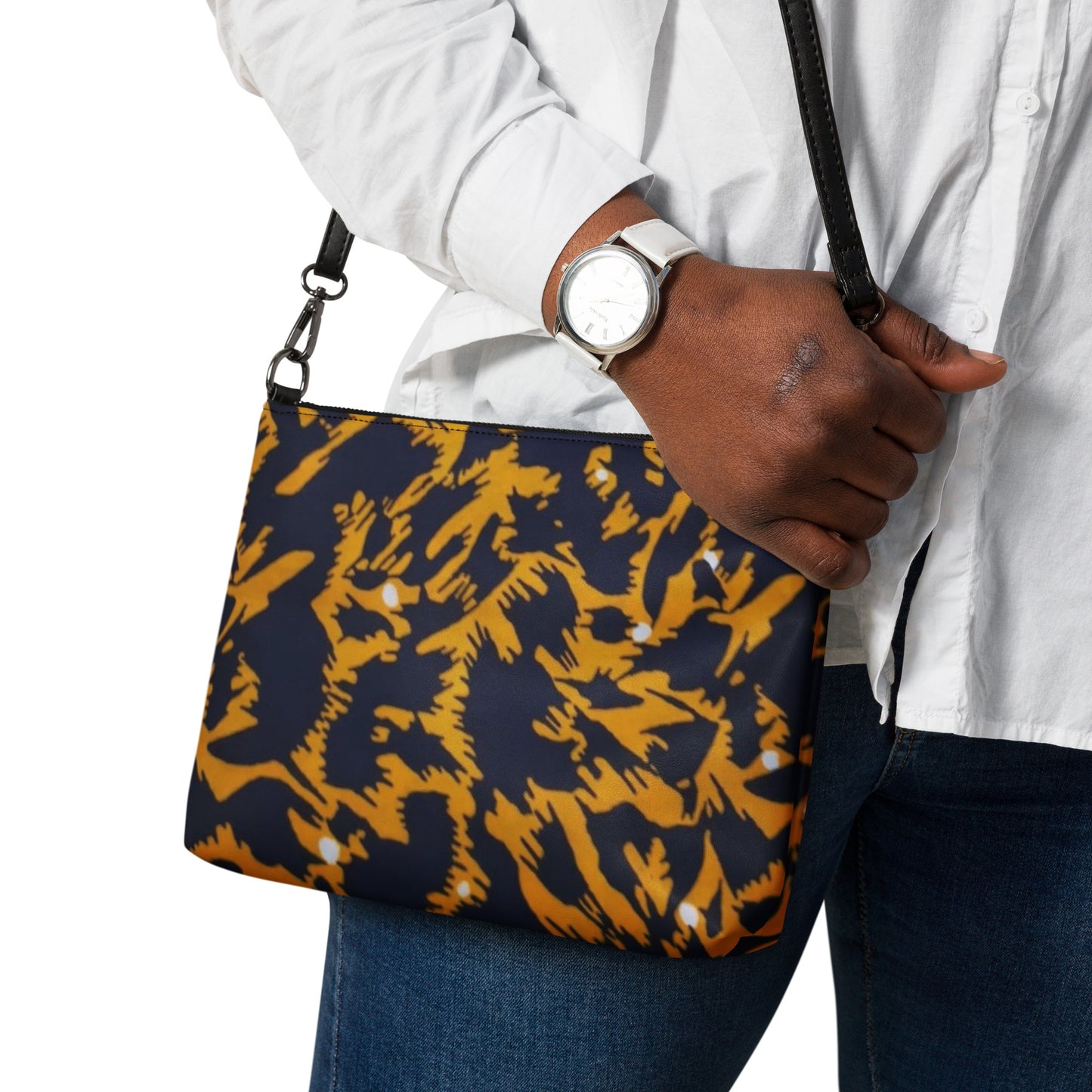 Yellow Leopard Ankara Crossbody Bag