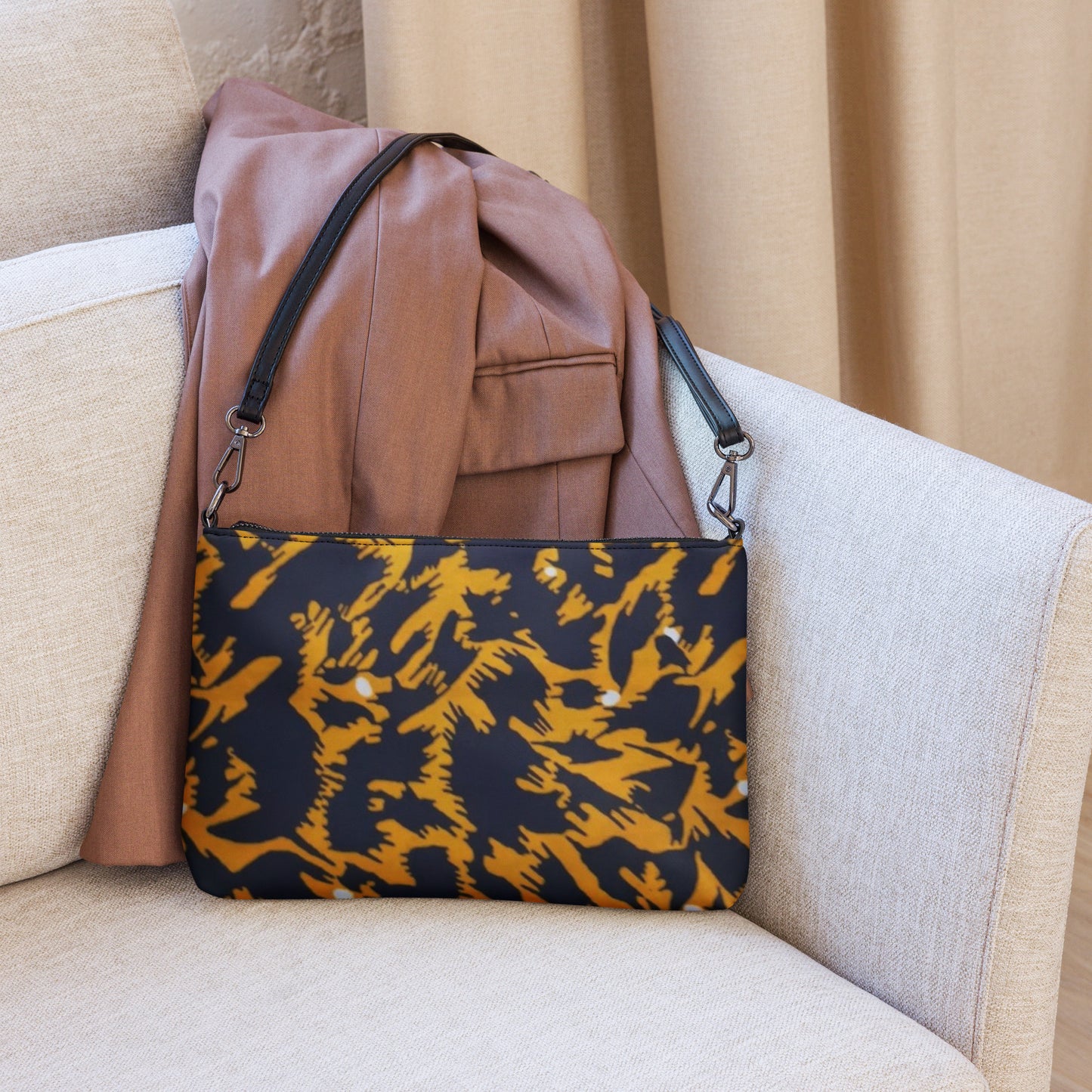 Yellow Leopard Ankara Crossbody Bag