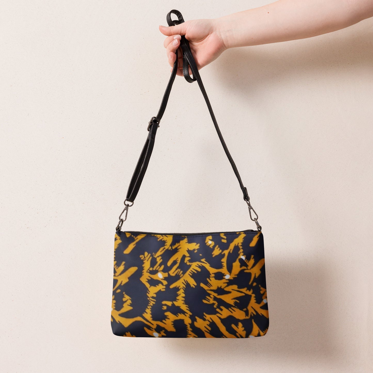 Yellow Leopard Ankara Crossbody Bag