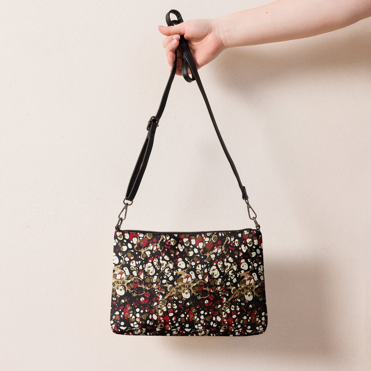 Red Abstract Adire Crossbody Bag