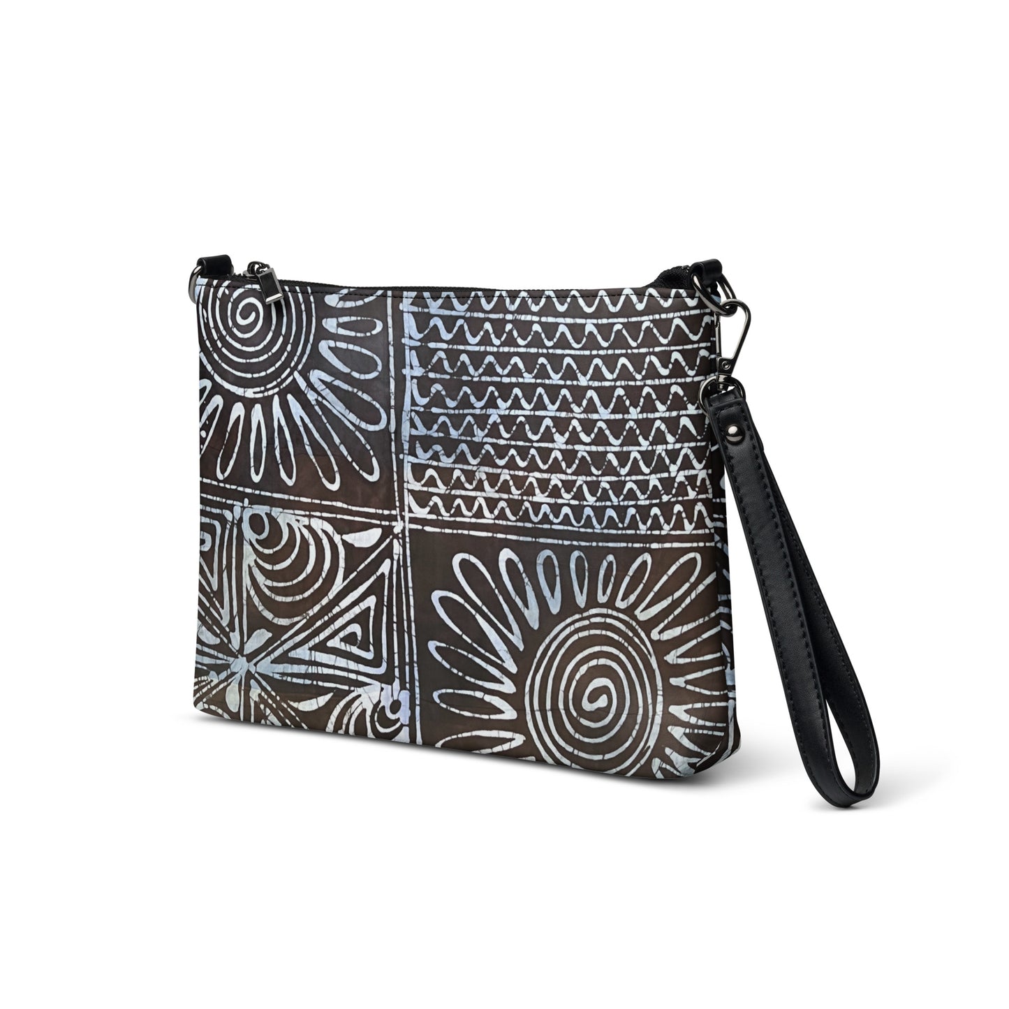Abstract Cyan Blue Adire Crossbody Bag