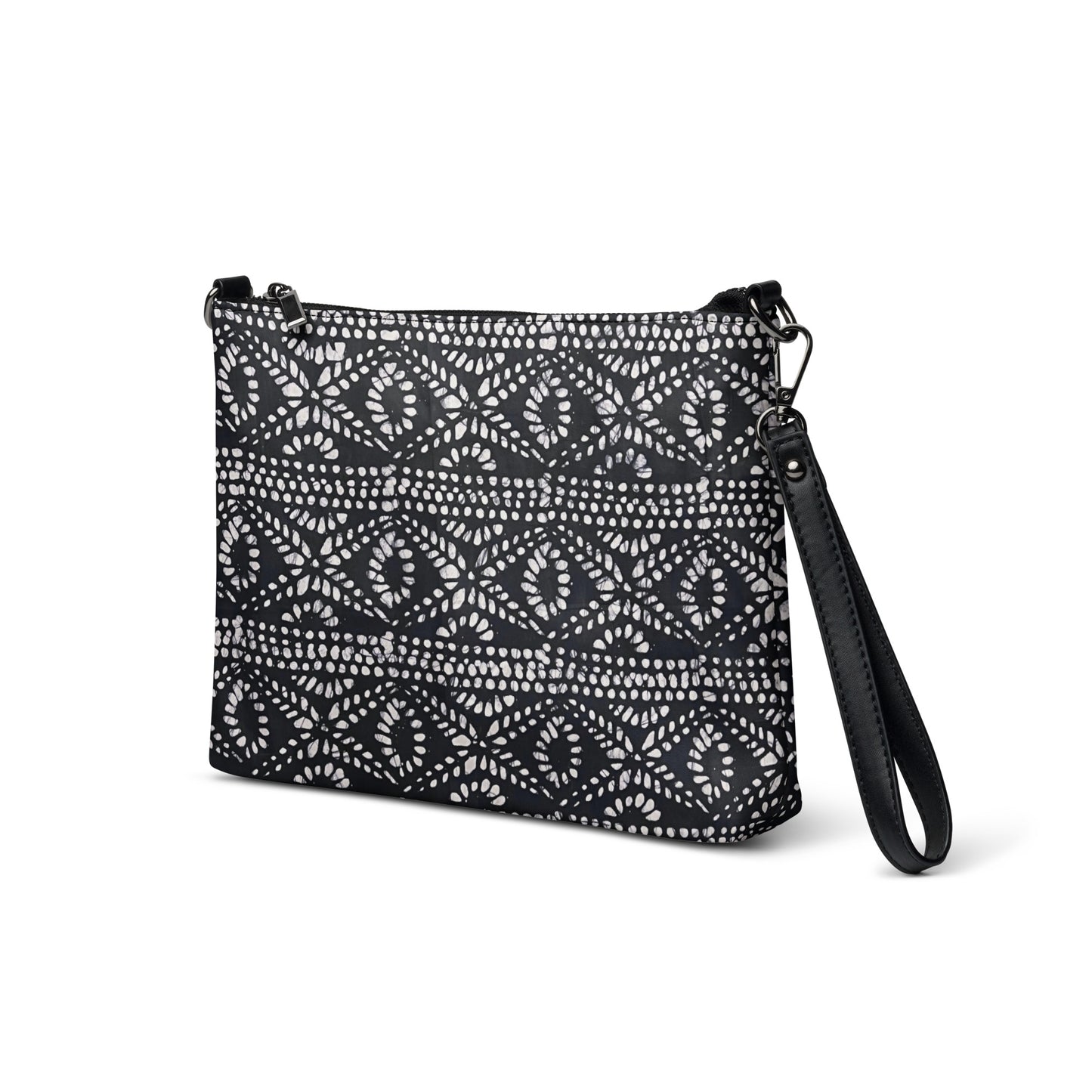 Black And White Nigerian Abstract Aztec Print Adire Crossbody Bag