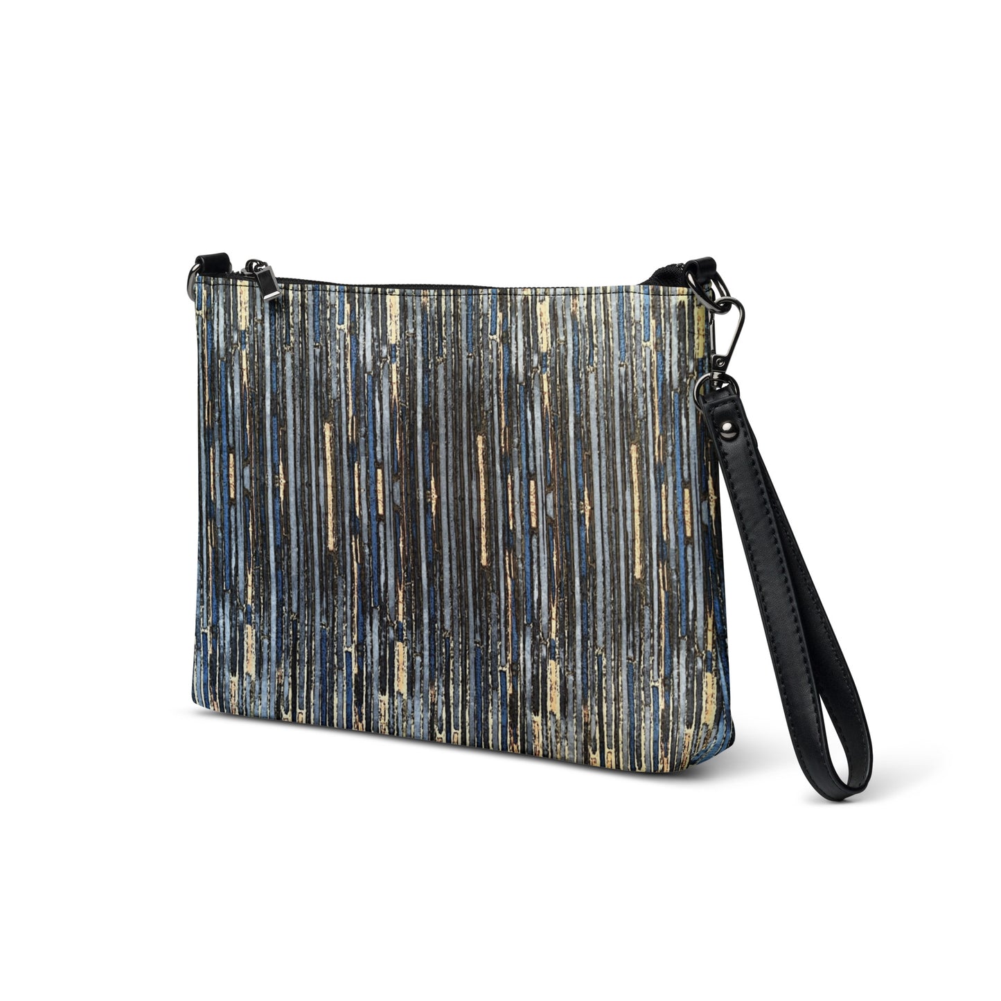 Blue Peach Stripes African Print Ankara Crossbody Bag