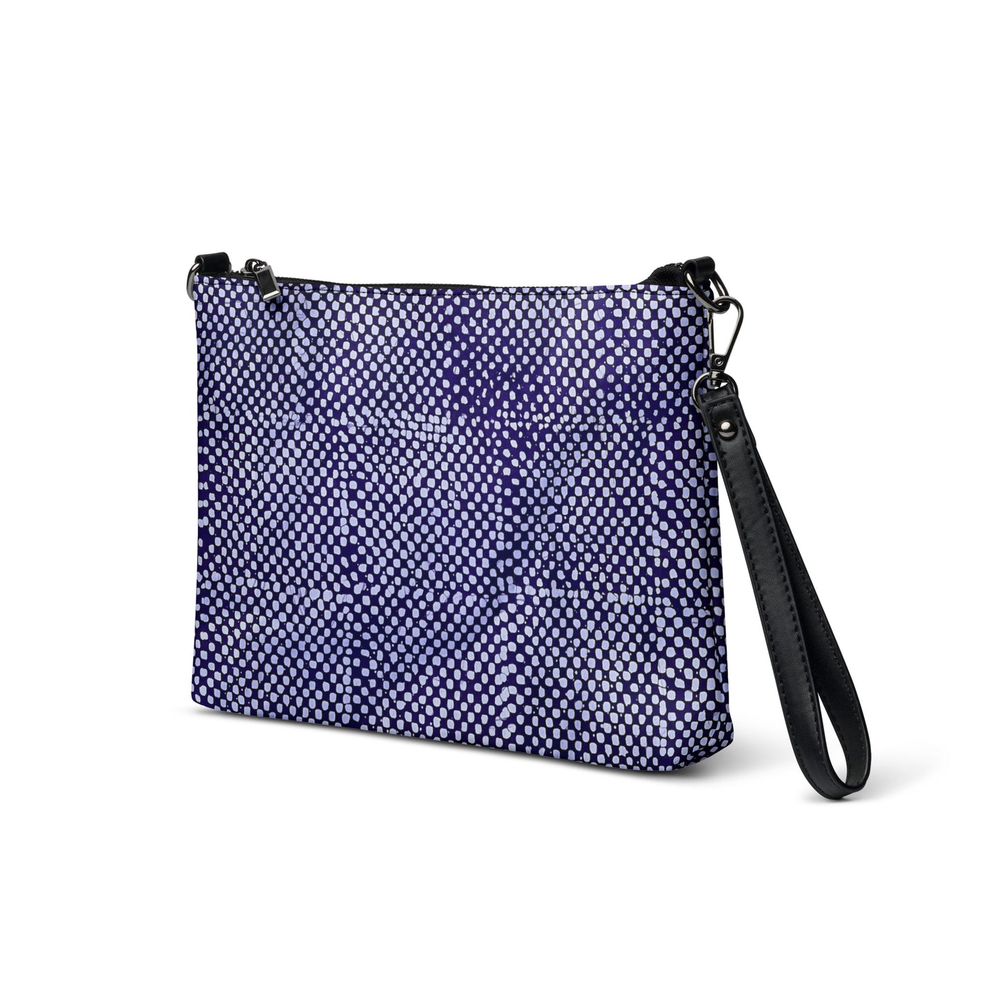 Purple And White Polka Dots Adire Crossbody Bag