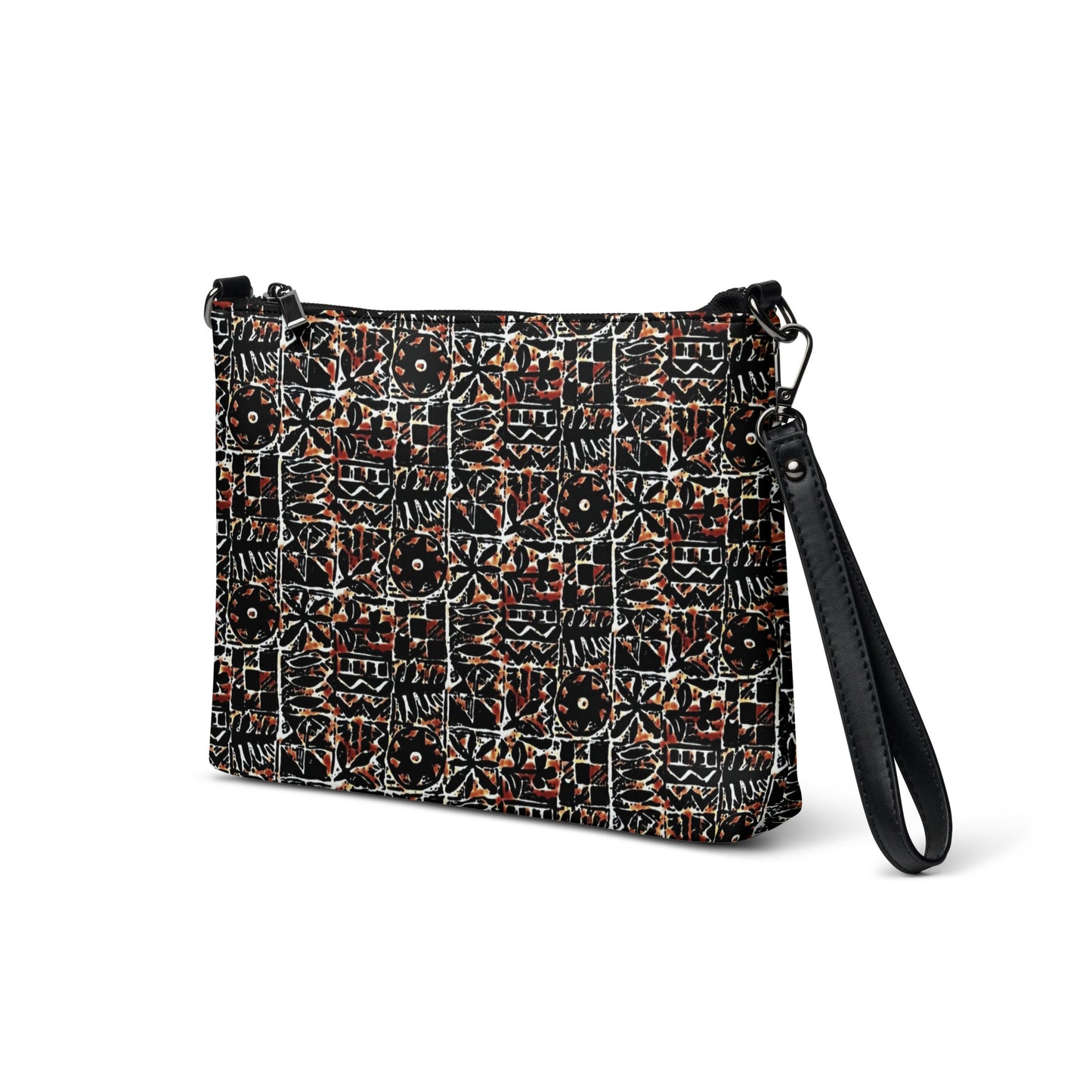 Red Black Abstract Pattern Crossbody Bag