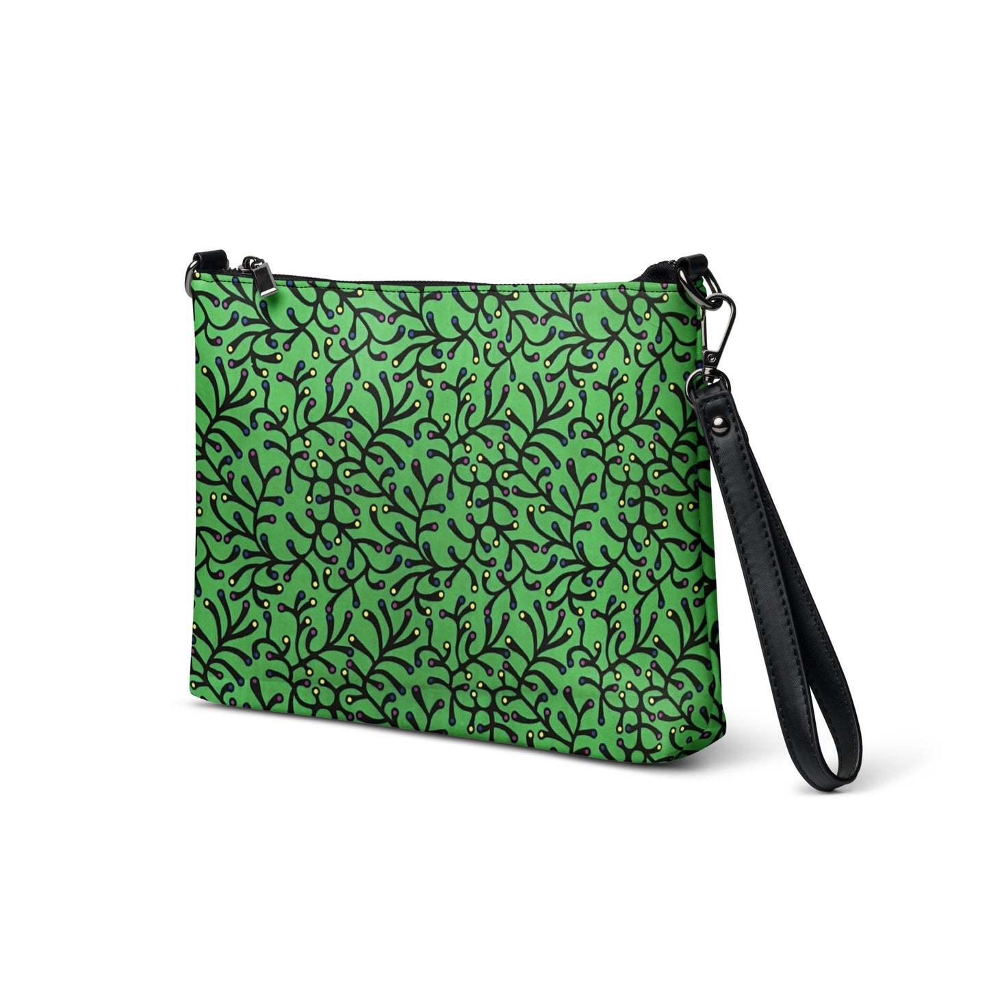 Vibrant Green And Yellow Polka Dots African Print Ankara Crossbody Bag