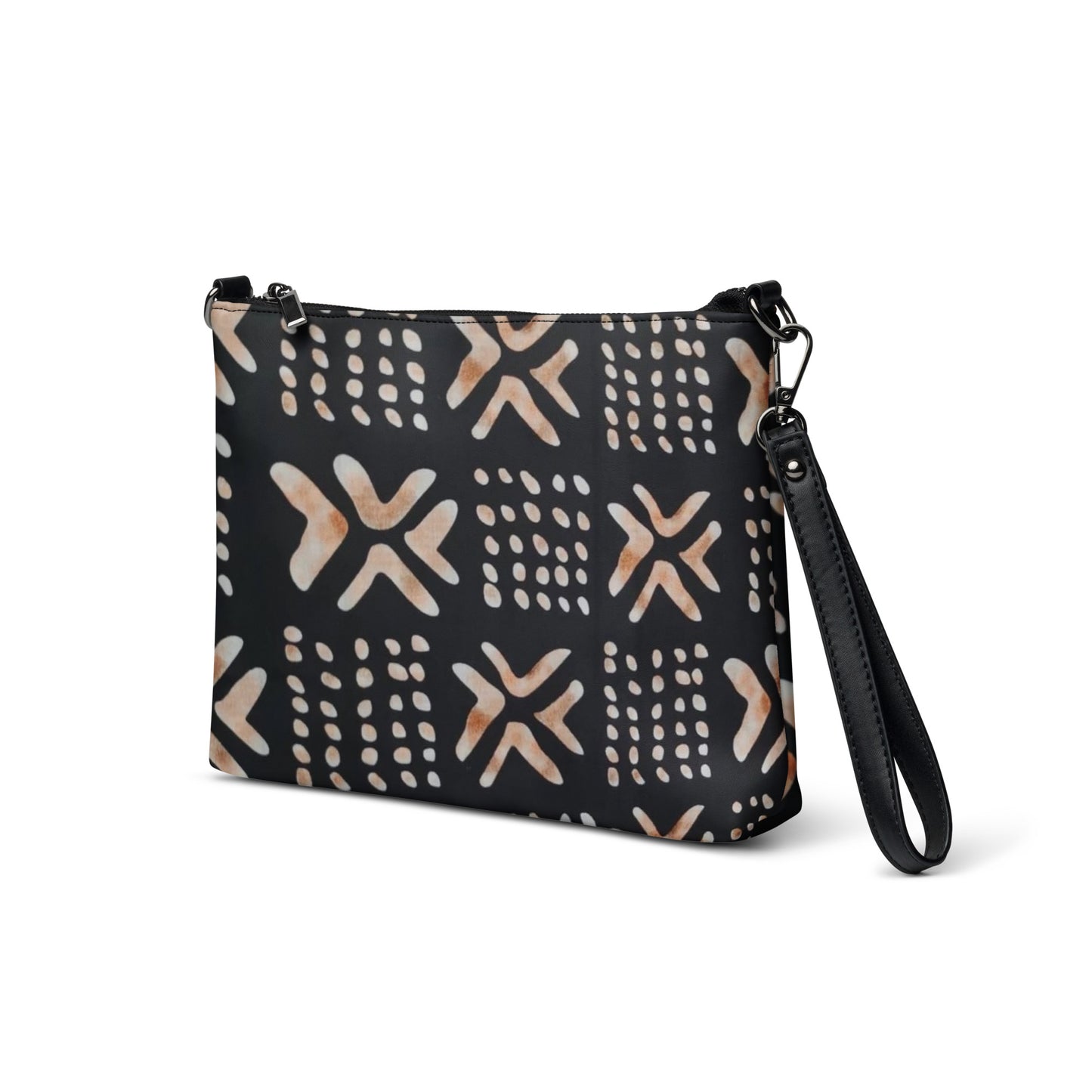 Brown Abstract Square Ankara Crossbody Bag