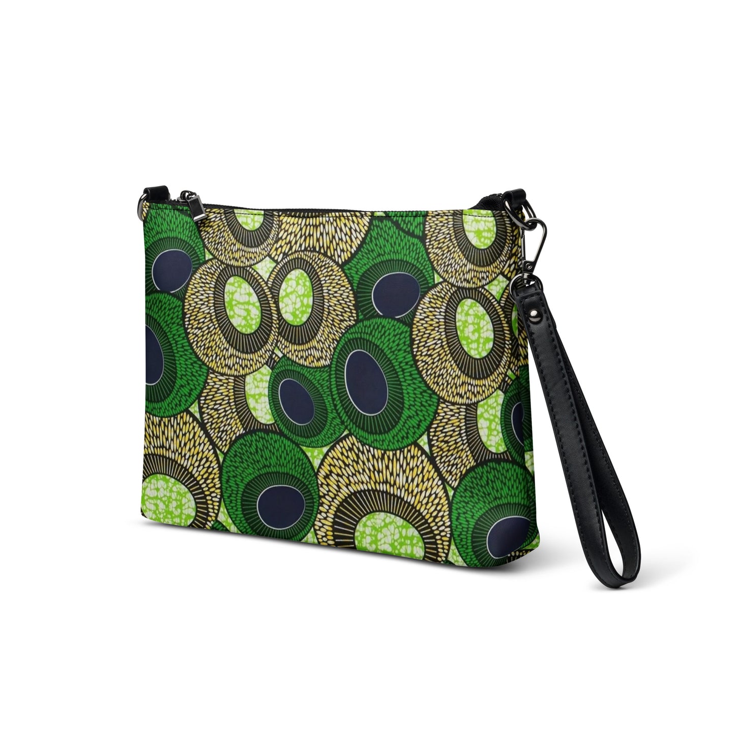 Green Oval Ankara Crossbody Bag