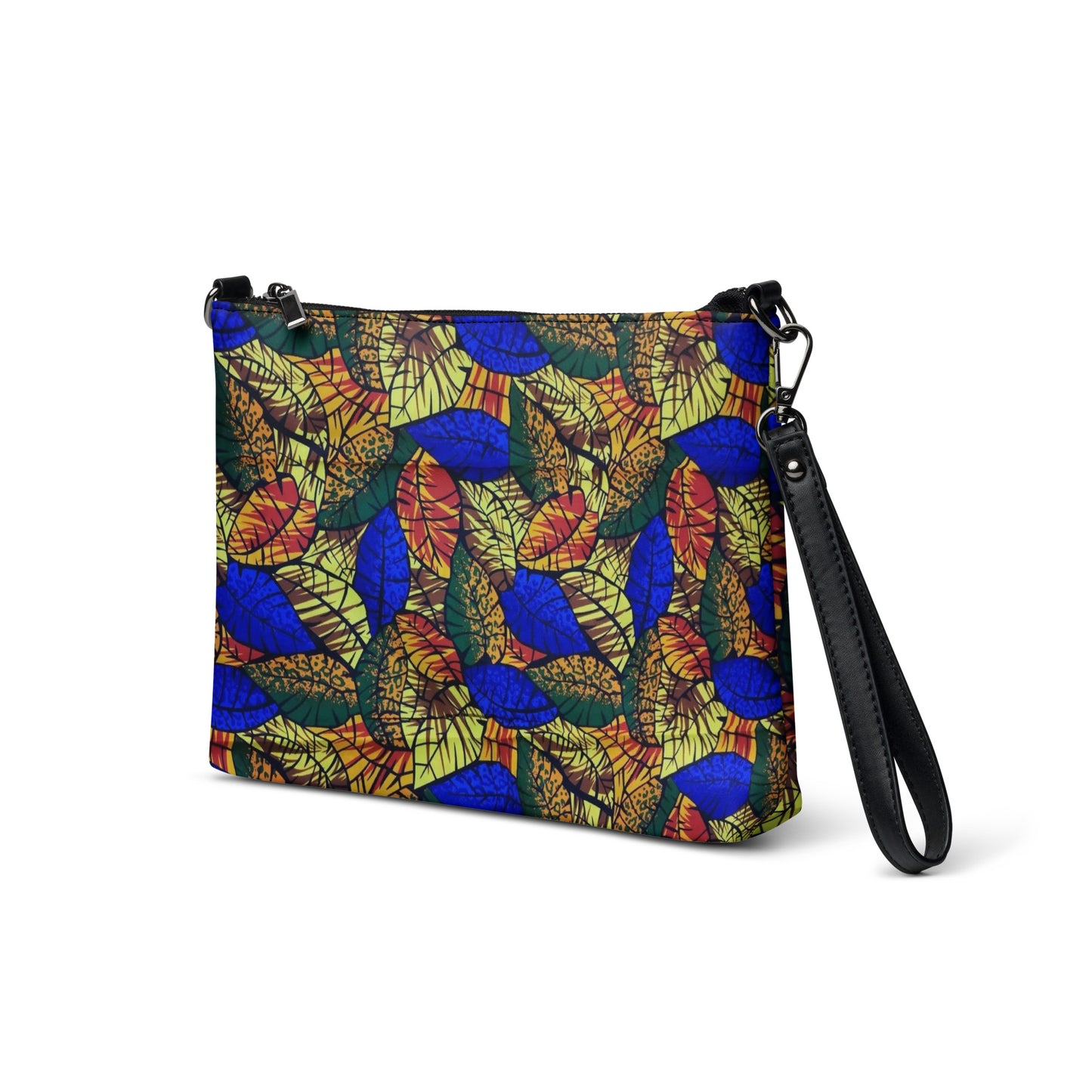 Multicolour Blue Leaf Ankara Crossbody Bag