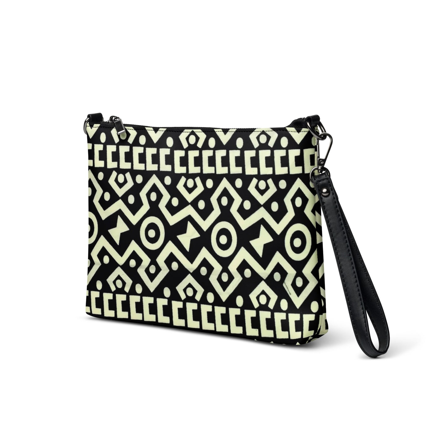 Black & Cream Bogolan Ankara Crossbody Bag