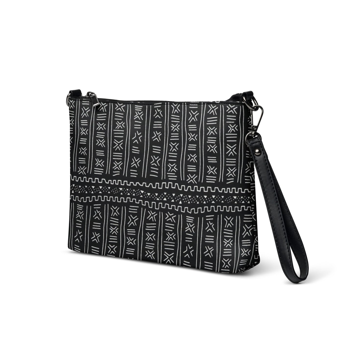 Black White Bogolan African Print Ankara Crossbody Bag