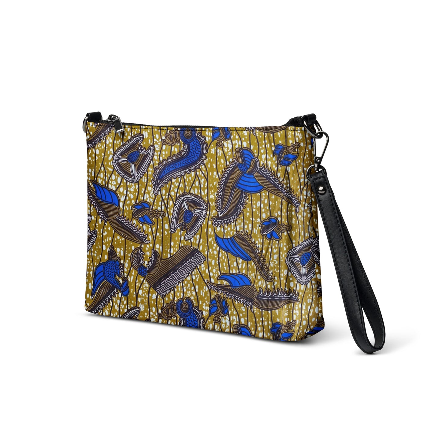 Blue Brown Abstract Ankara Crossbody Bag