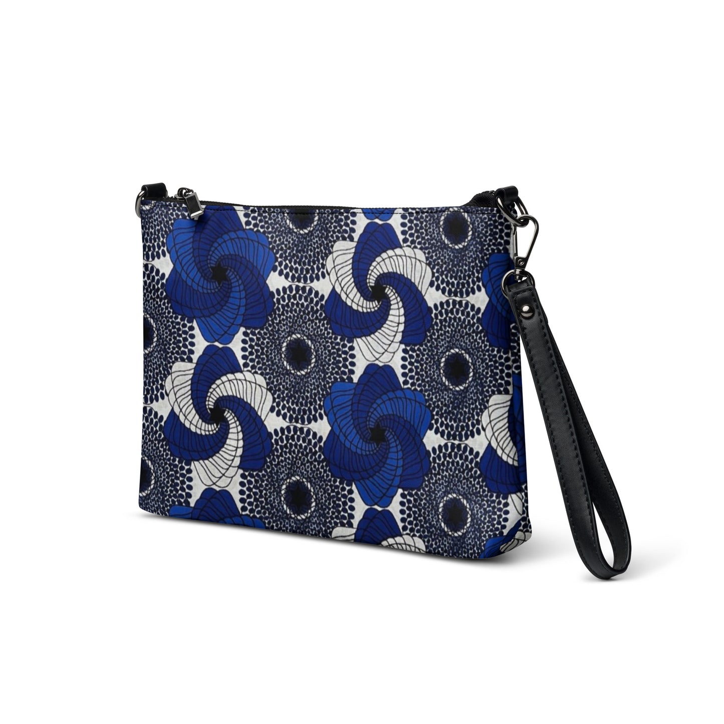 Blue White Black Mandela Ankara Crossbody Bag