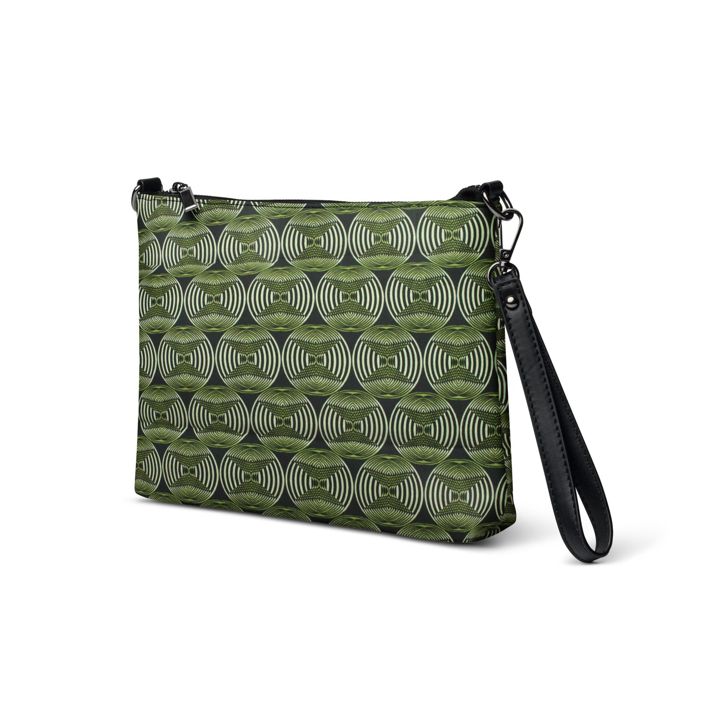 Bottle Green Abstract Ankara Crossbody Bag