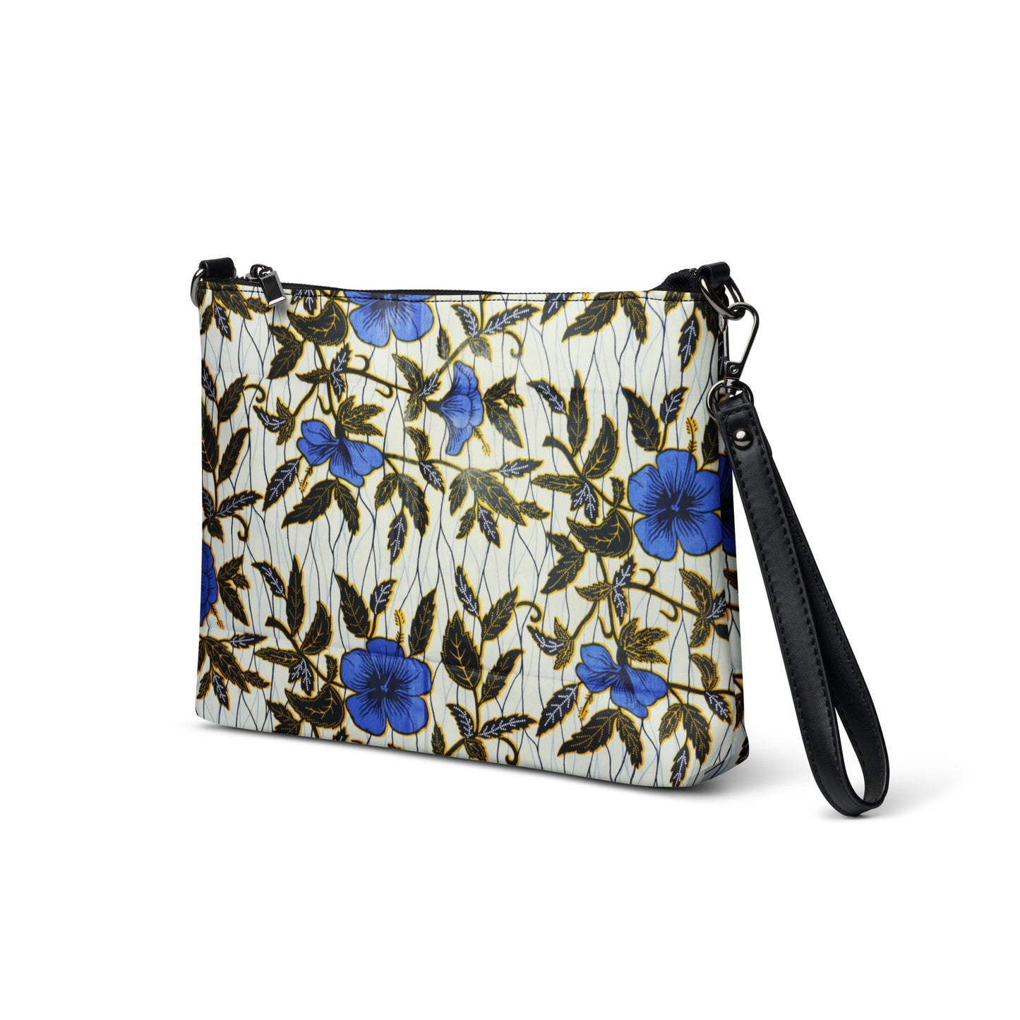 Cornflower Blue Leafy Ankara Crossbody Bag