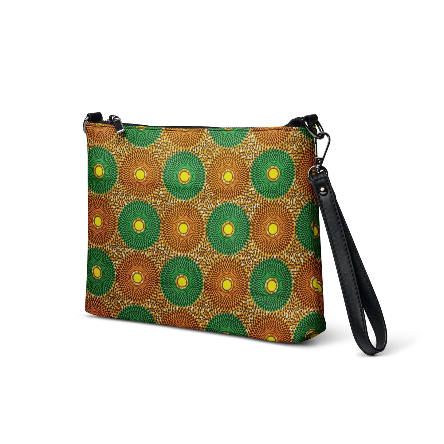 Green & Peach Mandela Ankara Crossbody Bag