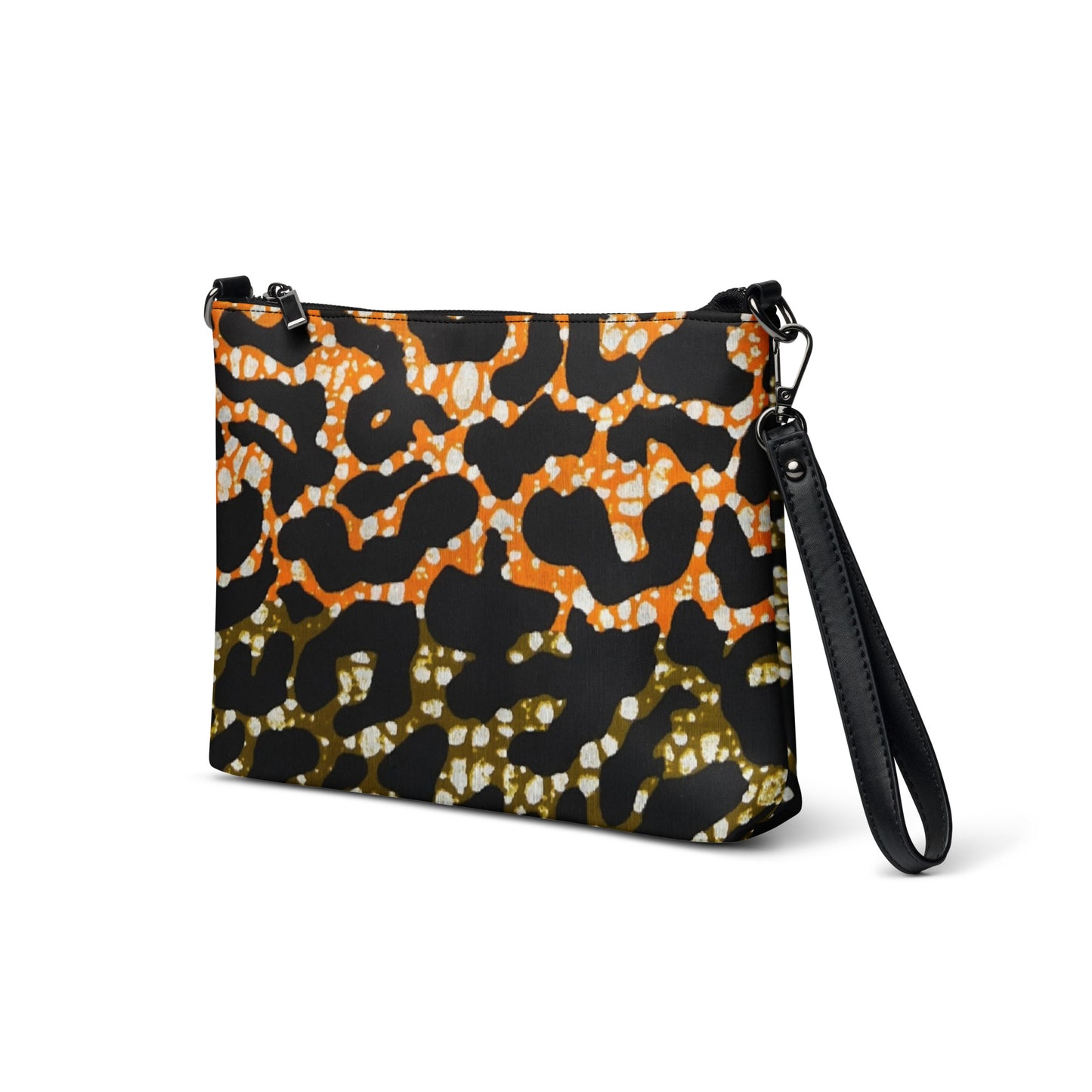 Green Orange Leopard Ankara Crossbody Bag