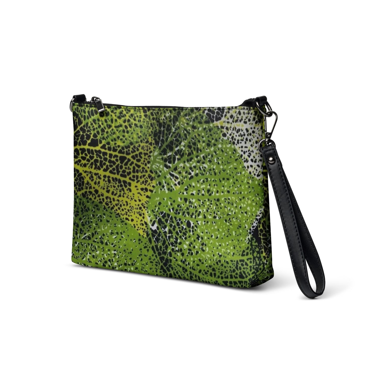 Green Spine Leaves Ankara Crossbody Bag