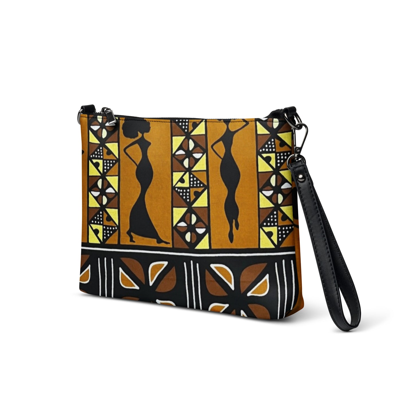 Ladies Black Brown Ankara Crossbody Bag