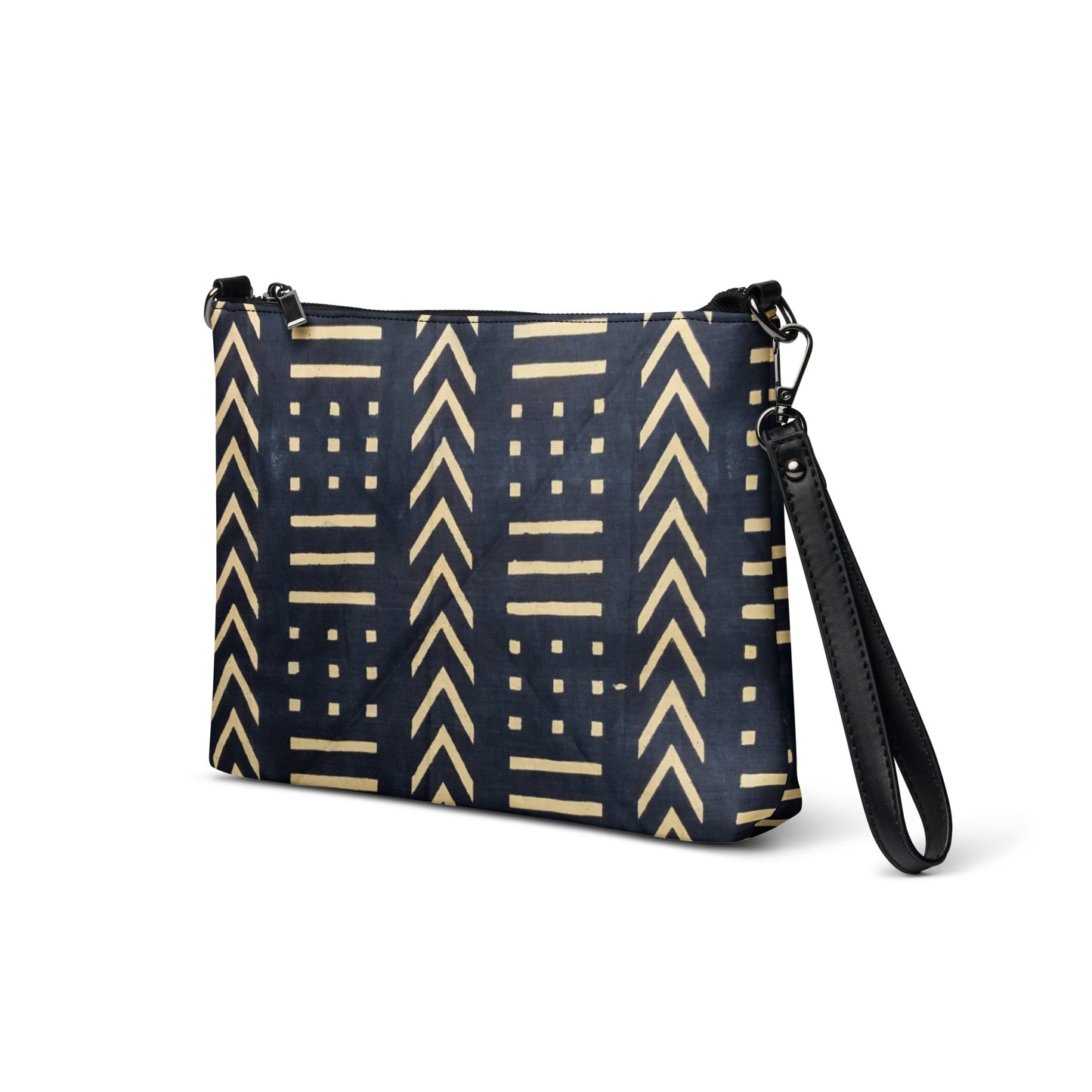 Light Brown & Black Bogolan Ankara Crossbody Bag